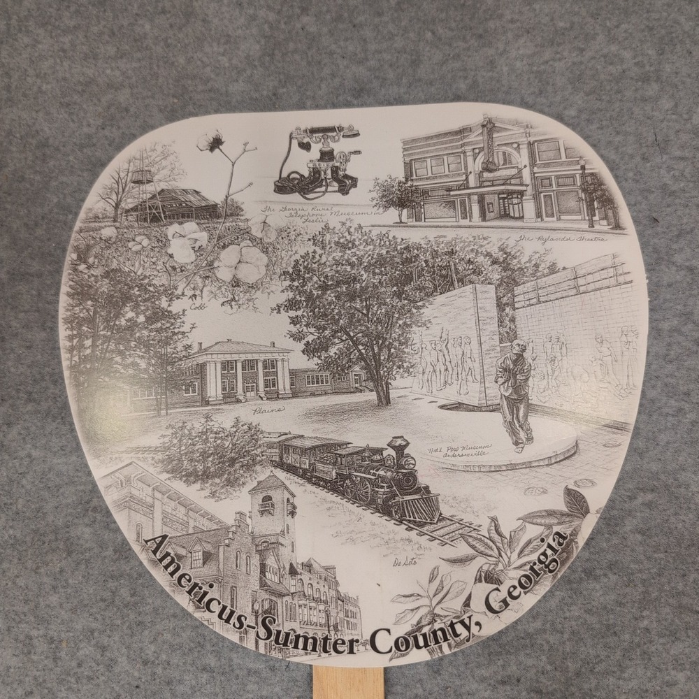 Americus-Sumter County Georgia Tourism Handheld Paper Fan Souvenir Map - Picture 2 of 4